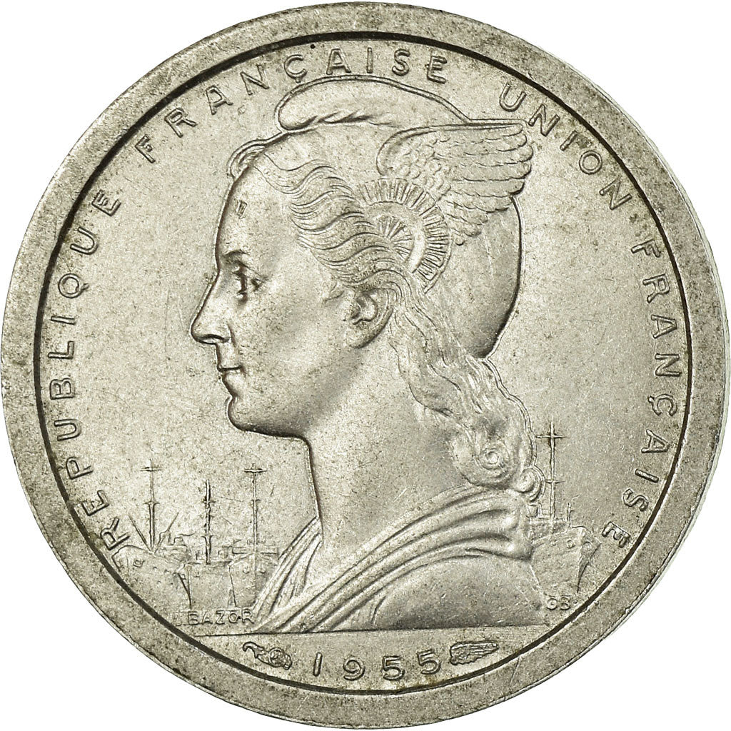 Coin, French West Africa, Franc, 1955, Paris, EF(40-45), Aluminum, KM:3