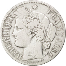 FRANCE, Cérès, 2 Francs, 1872, Paris, KM #817.1, VG(8-10), Silver, 27, Gadoury #