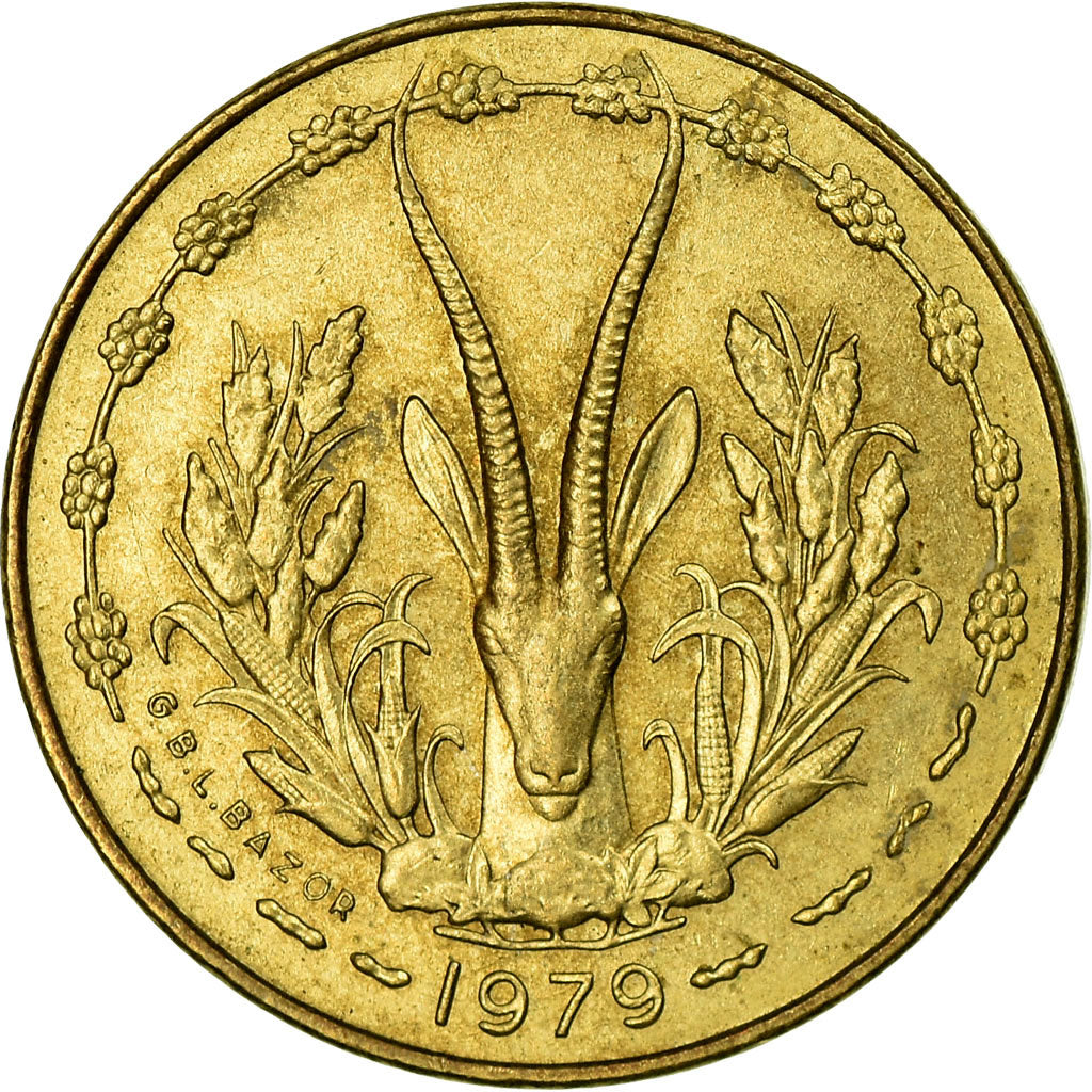 Coin, West African States, 5 Francs, 1979, Paris, AU(55-58)