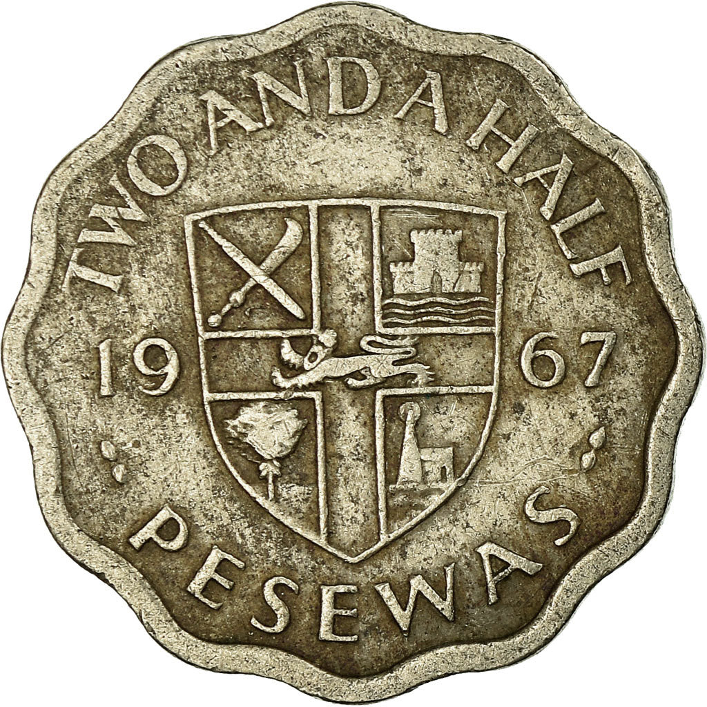 Coin, Ghana, 2-1/2 Pesewas, 1967, VF(30-35), Copper-nickel, KM:14