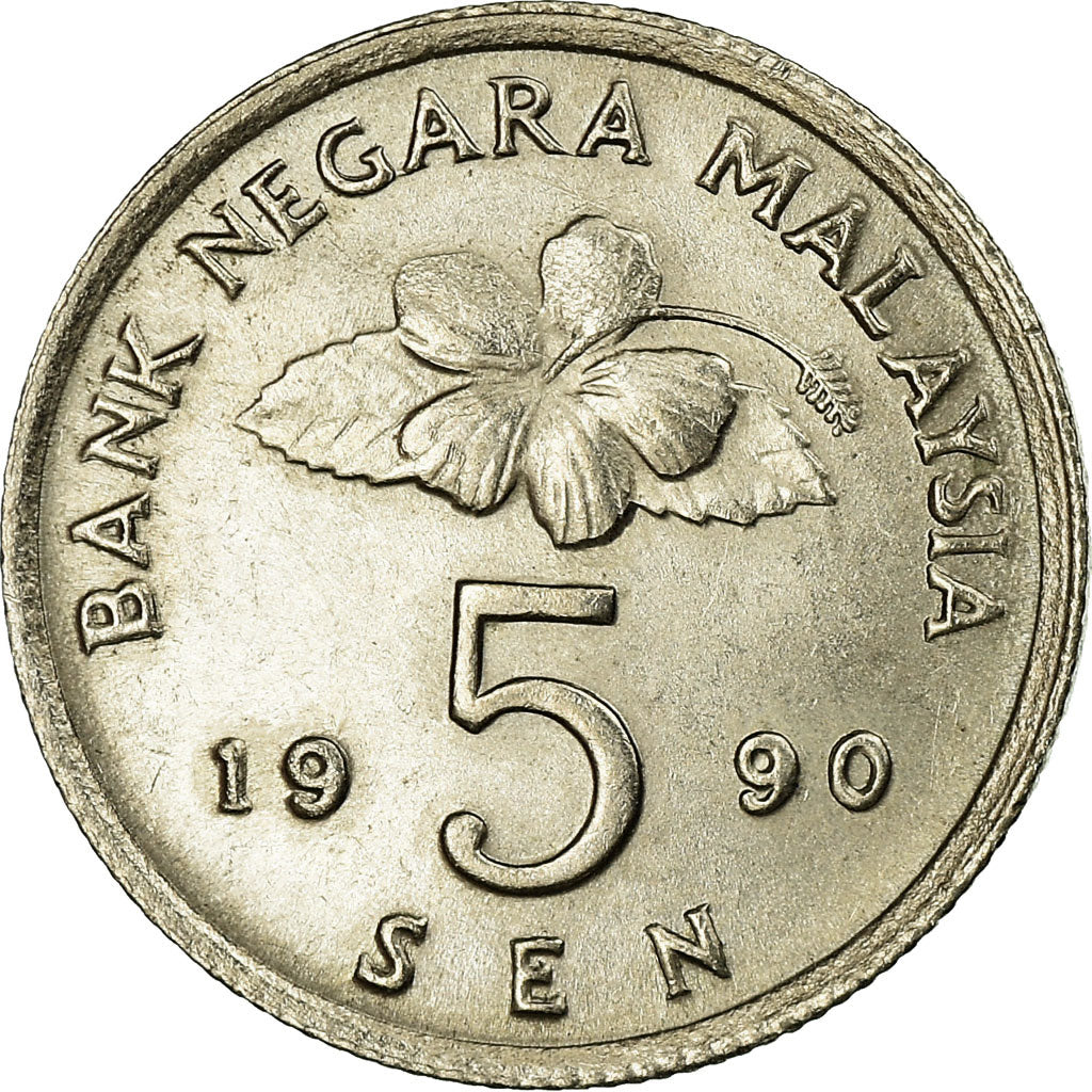 Monnaie, Malaysie, 5 Sen, 1990, SPL, Copper-nickel, KM:50