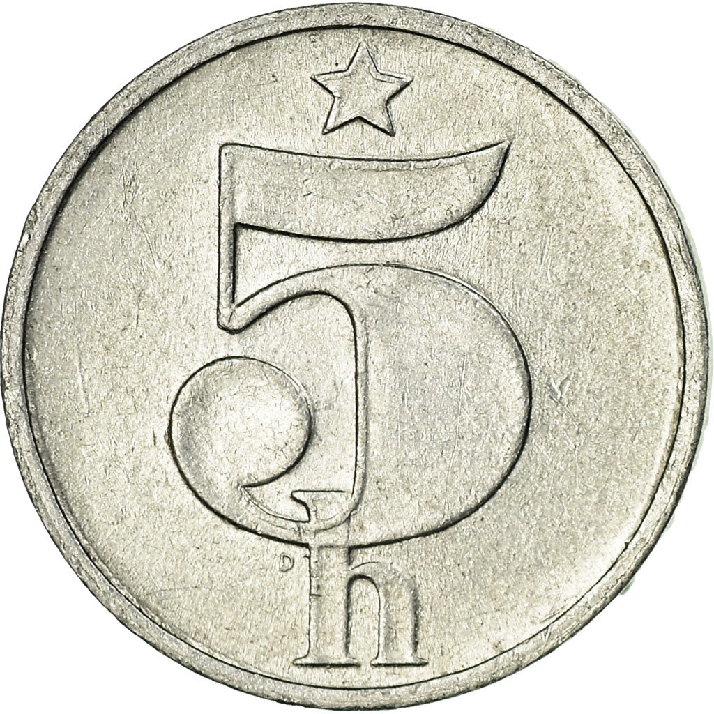 Coin, Czechoslovakia, 5 Haleru, 1988, EF(40-45), Aluminum, KM:86