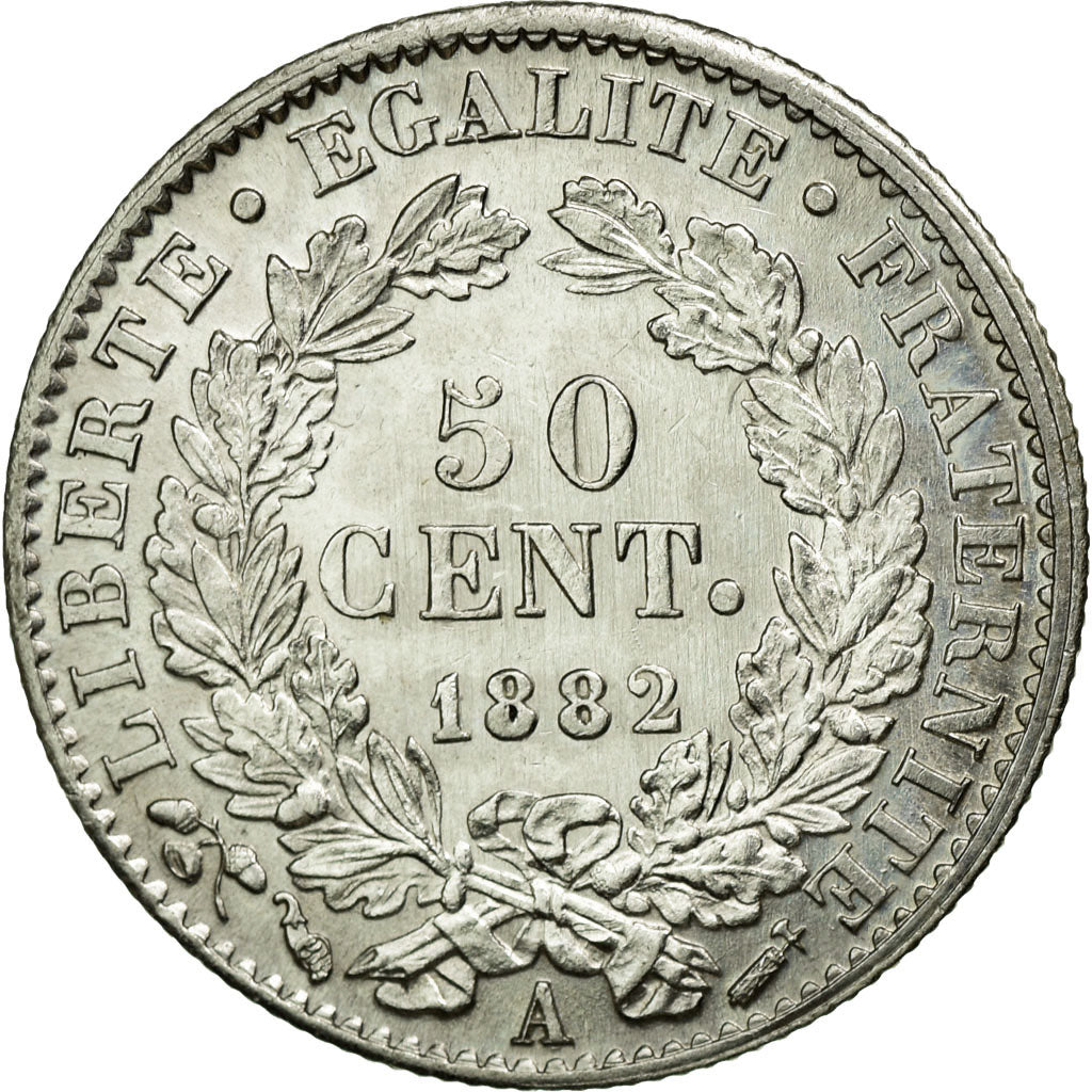 Moneta, Francia, Cérès, 50 Centimes, 1882, Paris, SPL-, Argento, KM:834.1