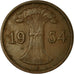 Coin, GERMANY, WEIMAR REPUBLIC, Reichspfennig, 1934, Stuttgart, EF(40-45)