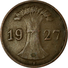 Moneta, NIEMCY, REP. WEIMARSKA, Reichspfennig, 1927, Stuttgart, EF(40-45)