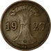 Coin, GERMANY, WEIMAR REPUBLIC, Reichspfennig, 1927, Stuttgart, EF(40-45)
