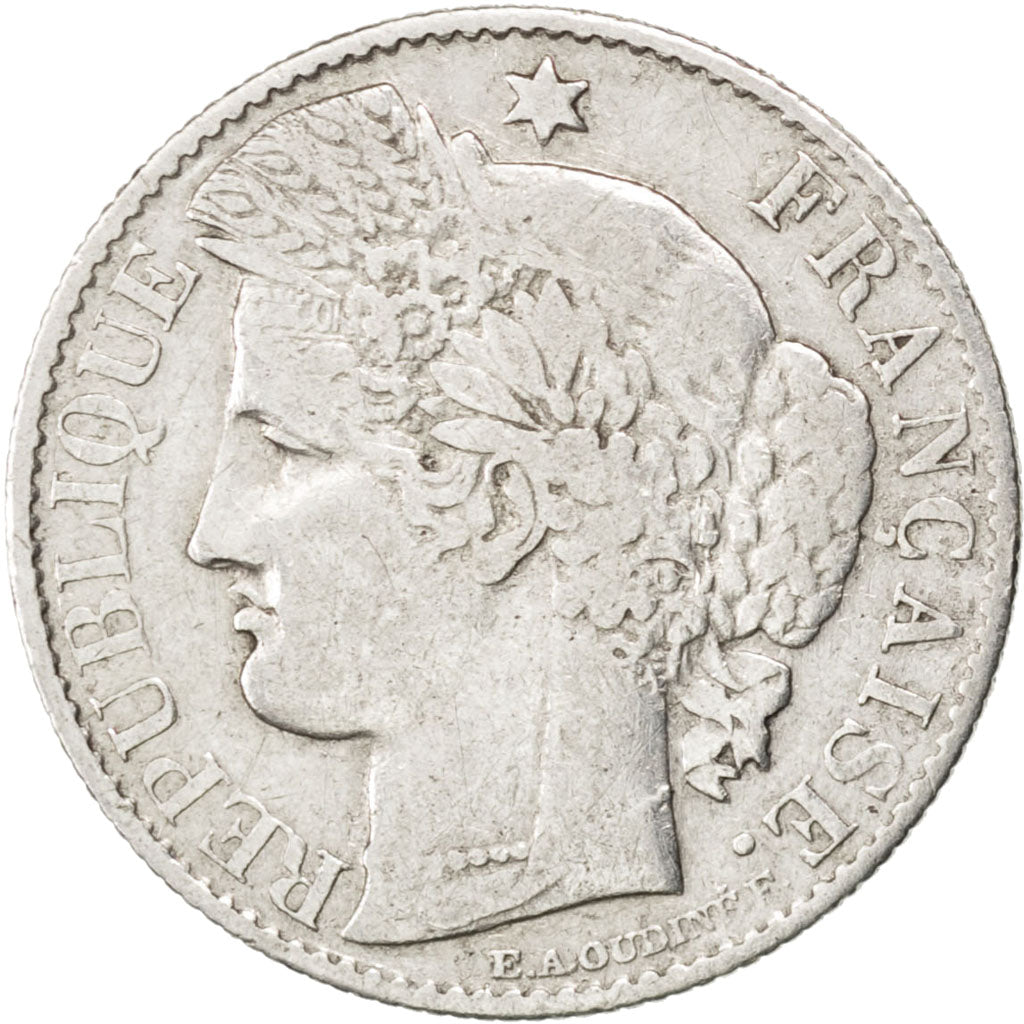 FRANCE, Cérès, 50 Centimes, 1887, Paris, KM #834.1, EF(40-45), Silver, 18, 2.46
