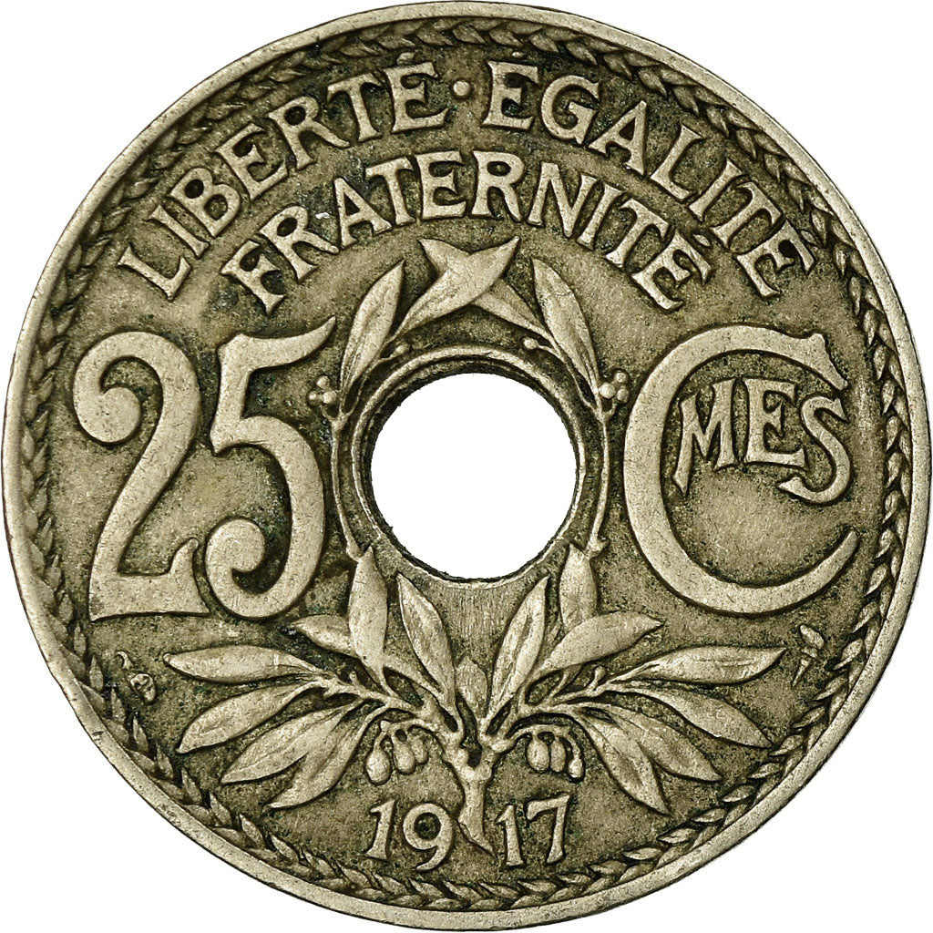 Münze, Frankreich, Lindauer, 25 Centimes, 1917, S+, Copper-nickel, KM:867a