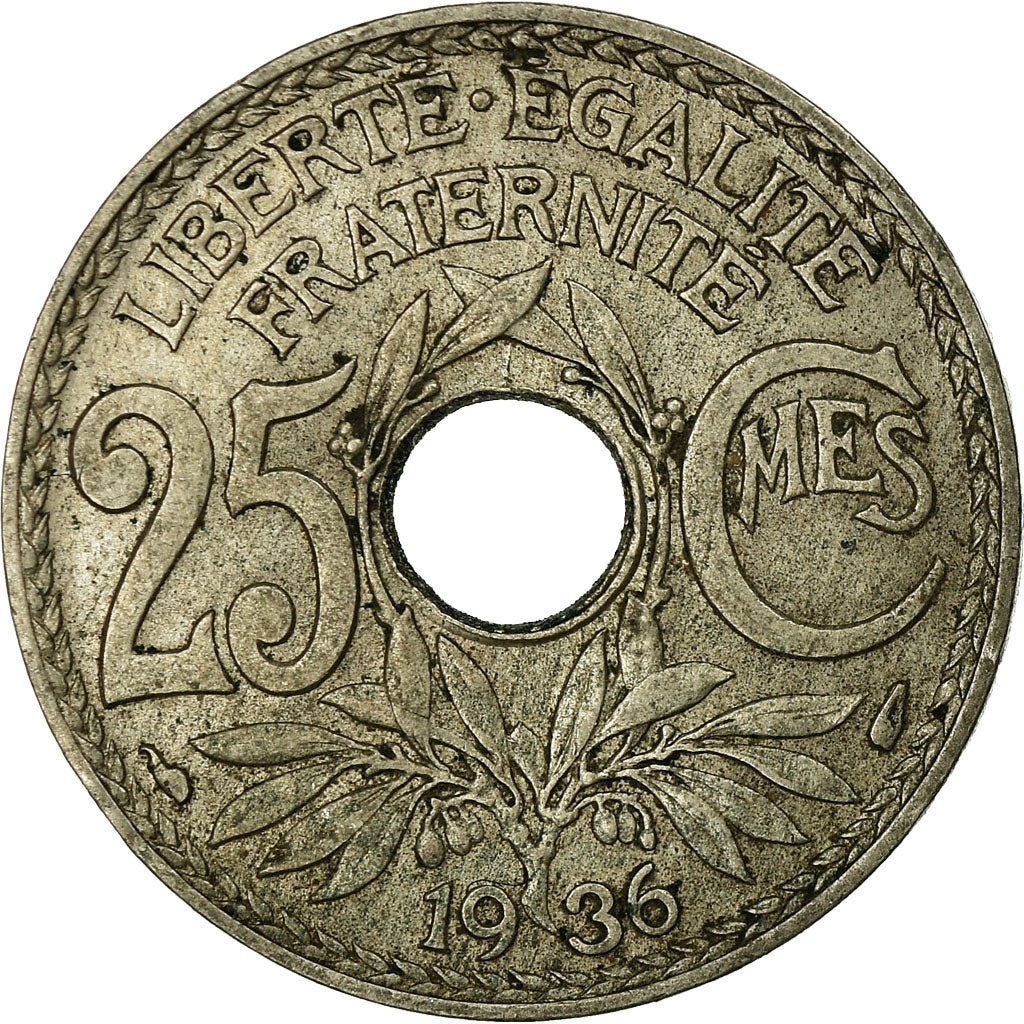 Moneda, Francia, Lindauer, 25 Centimes, 1936, BC+, Cobre - níquel, KM:867a