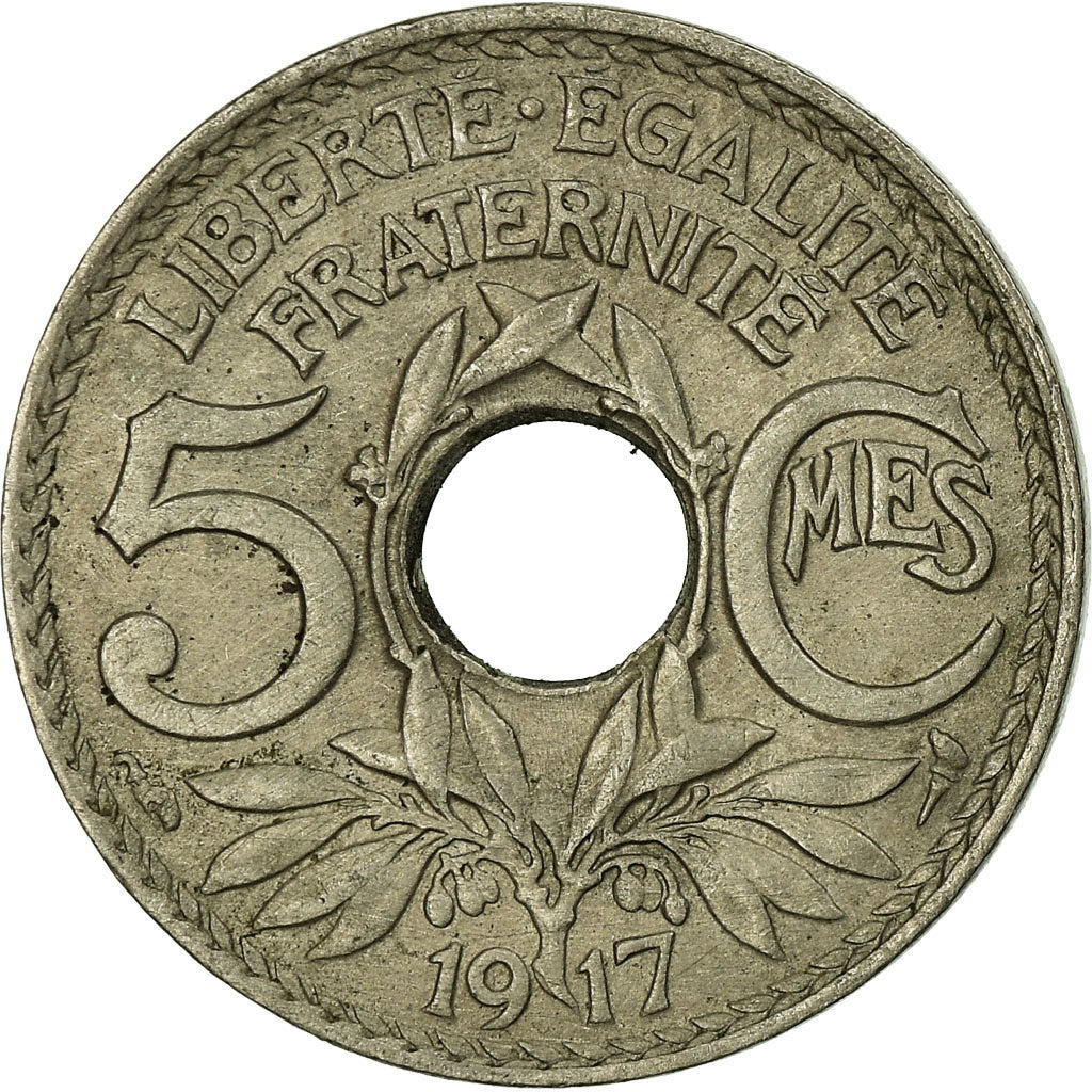 Coin, France, Lindauer, 5 Centimes, 1917, Paris, EF(40-45), Copper-nickel