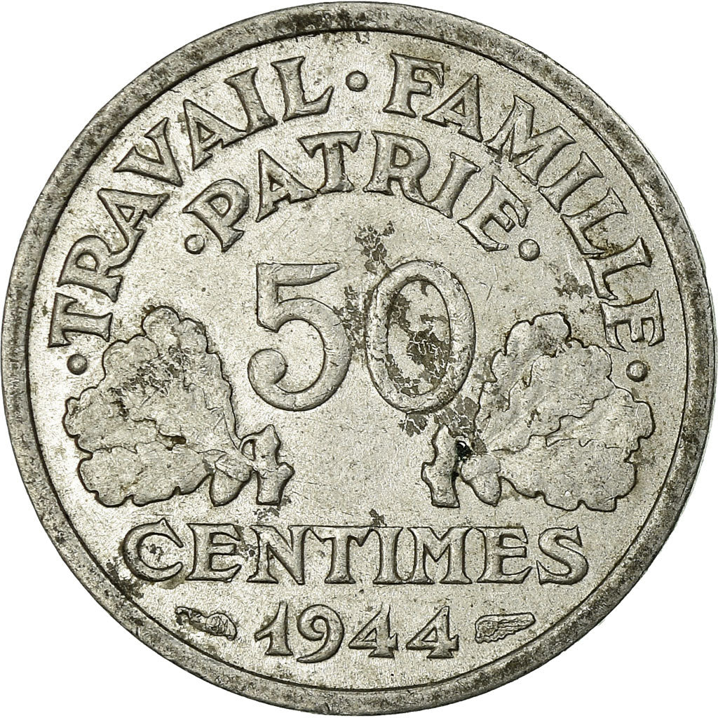 Coin, France, Bazor, 50 Centimes, 1944, Castelsarrasin, VF(30-35), Aluminum