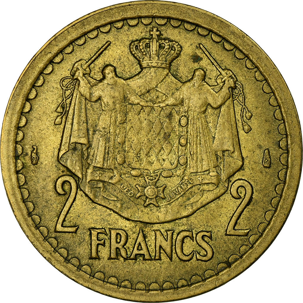 Moneta, Monaco, Louis II, 2 Francs, Undated (1943), Poissy, VF(30-35)