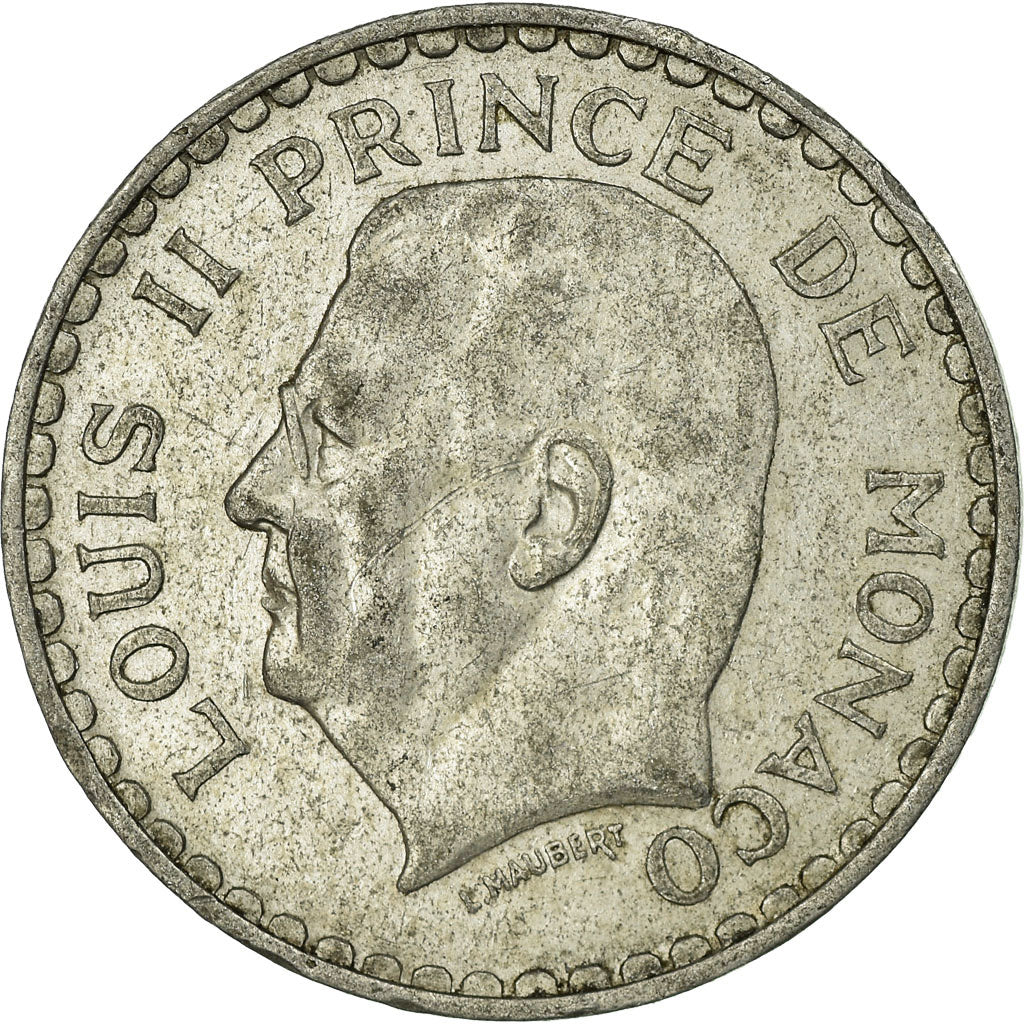 Coin, Monaco, Louis II, 5 Francs, 1945, Poissy, EF(40-45), Aluminum, KM:122