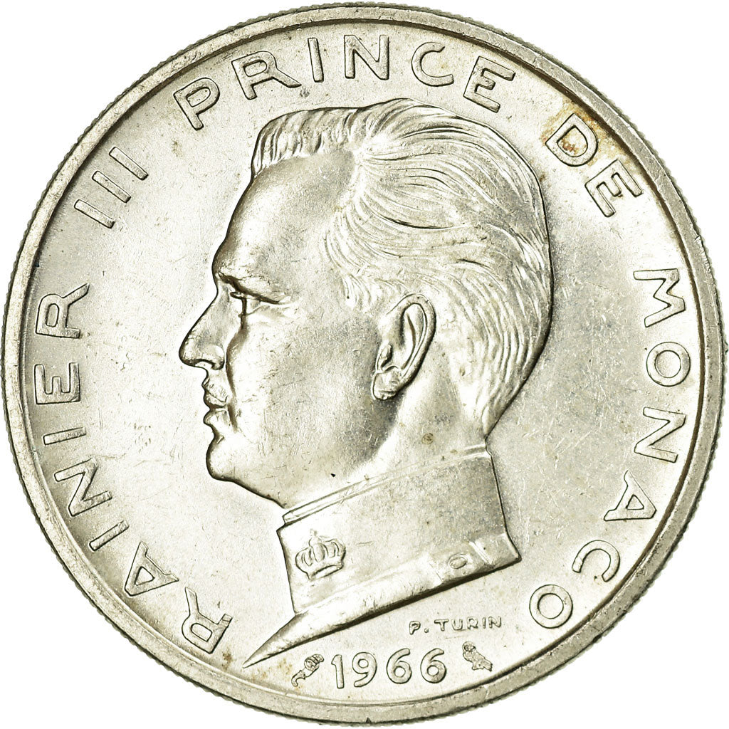 Coin, Monaco, Rainier III, 5 Francs, 1966, EF(40-45), Silver, KM:141, Gadoury:MC
