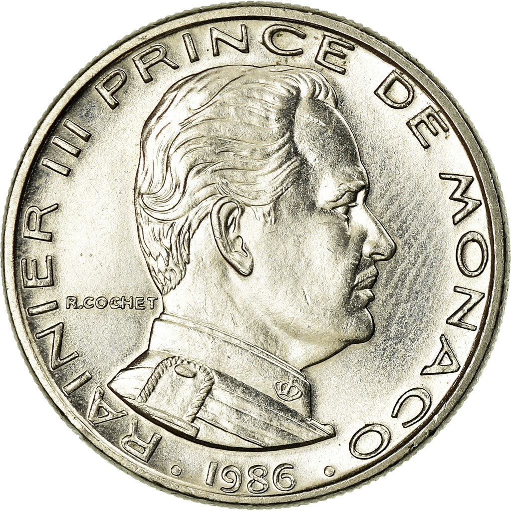 Coin, Monaco, Rainier III, Franc, 1986, EF(40-45), Nickel, KM:140, Gadoury:MC