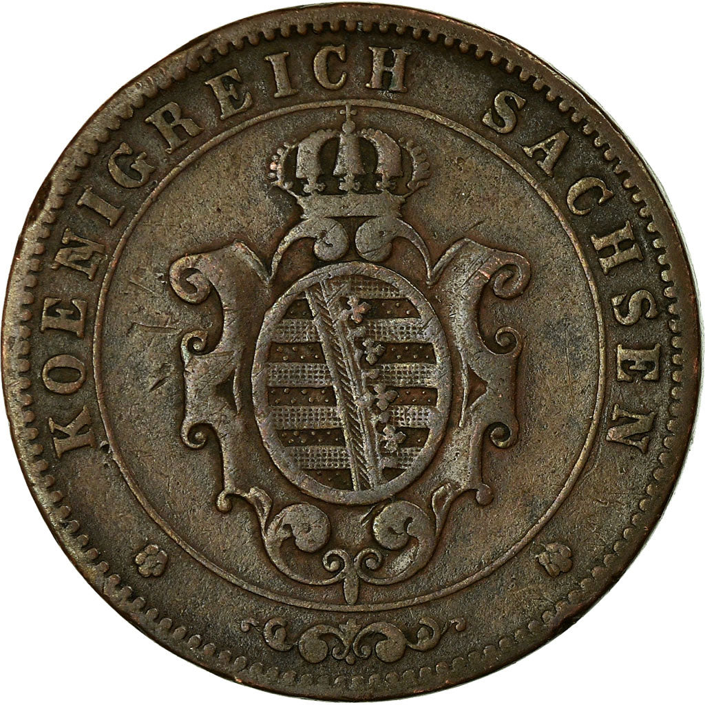 Münze, Deutsch Staaten, SAXONY-ALBERTINE, Johann, 5 Pfennig, 1864, S+, Kupfer