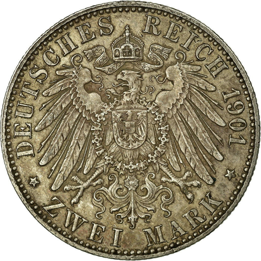 Coin, German States, PRUSSIA, Wilhelm II, 2 Mark, 1901, Berlin, EF(40-45)