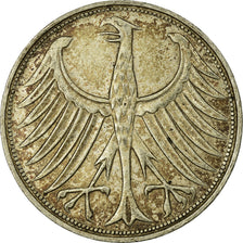 Coin, GERMANY - FEDERAL REPUBLIC, 5 Mark, 1966, Stuttgart, VF(30-35), Silver