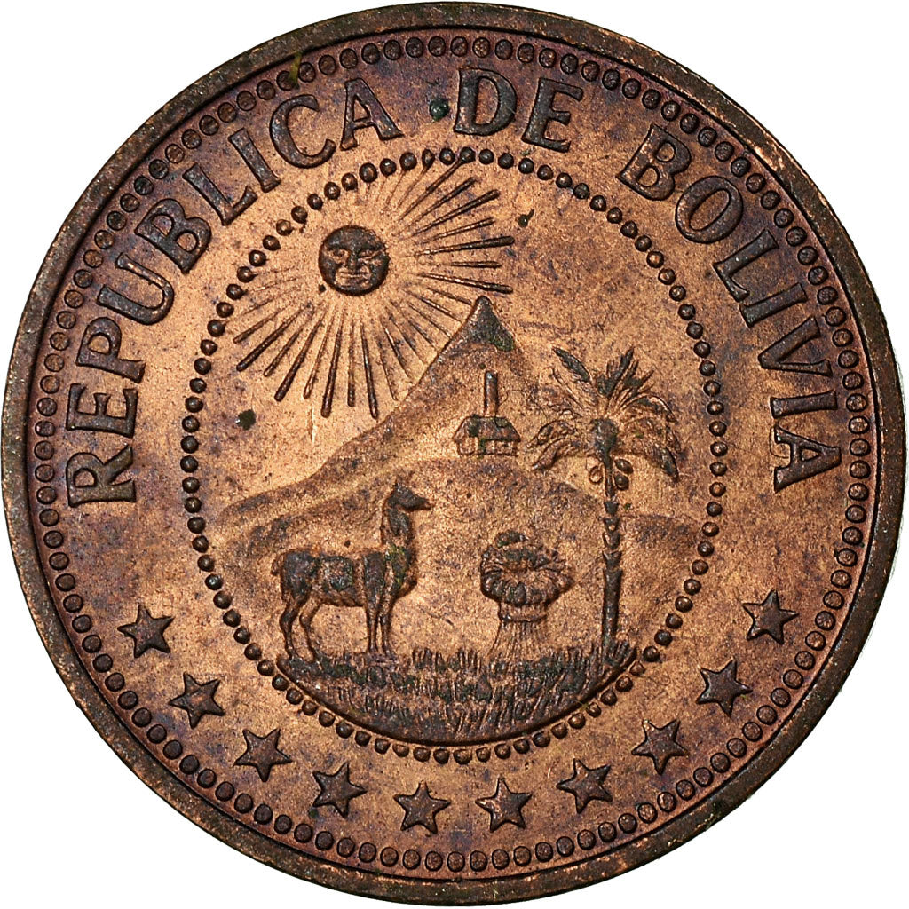 Moneda, Bolivia, 10 Centavos, 1971, MBC, Cobre recubierto de acero, KM:188