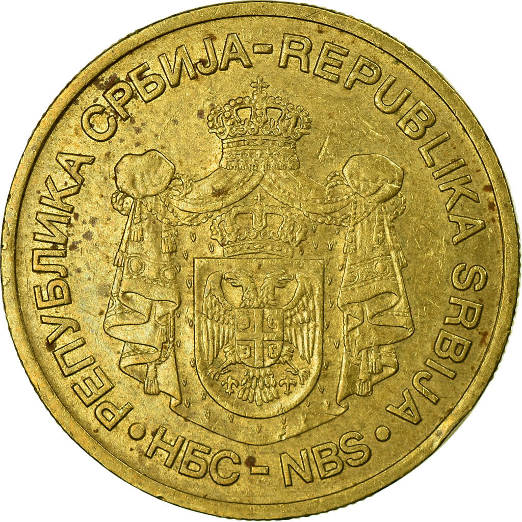 Coin, Serbia, 5 Dinara, 2008, EF(40-45), Nickel-brass, KM:40