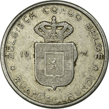 Moneda, Congo belga, RUANDA-URUNDI, 5 Francs, 1956, MBC, Aluminio, KM:3