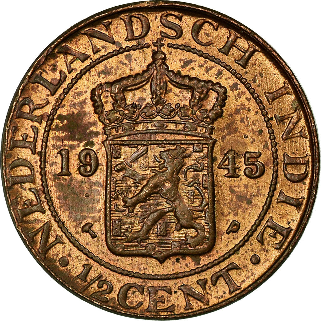 Coin, NETHERLANDS EAST INDIES, Wilhelmina I, 1/2 Cent, 1945, Utrecht, EF(40-45)