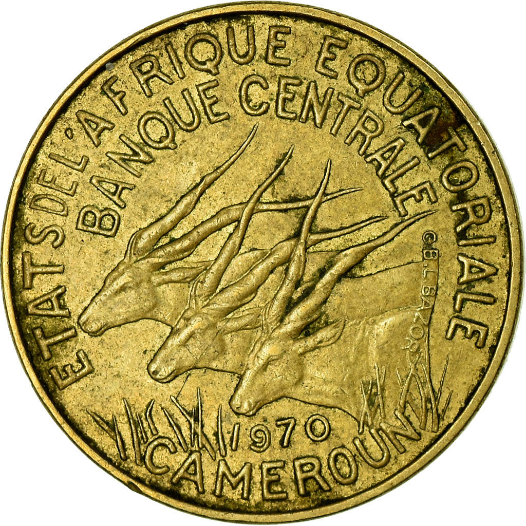 Coin, Cameroon, 5 Francs, 1970, Paris, EF(40-45), Aluminum-Bronze, KM:10