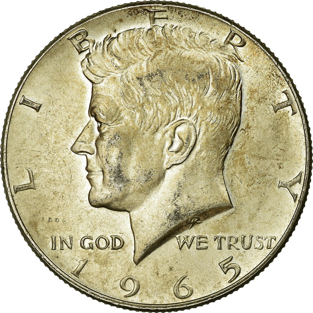 Coin, United States, Kennedy Half Dollar, Half Dollar, 1965, U.S. Mint