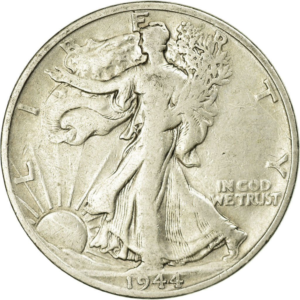Coin, United States, Walking Liberty Half Dollar, Half Dollar, 1944, U.S. Mint