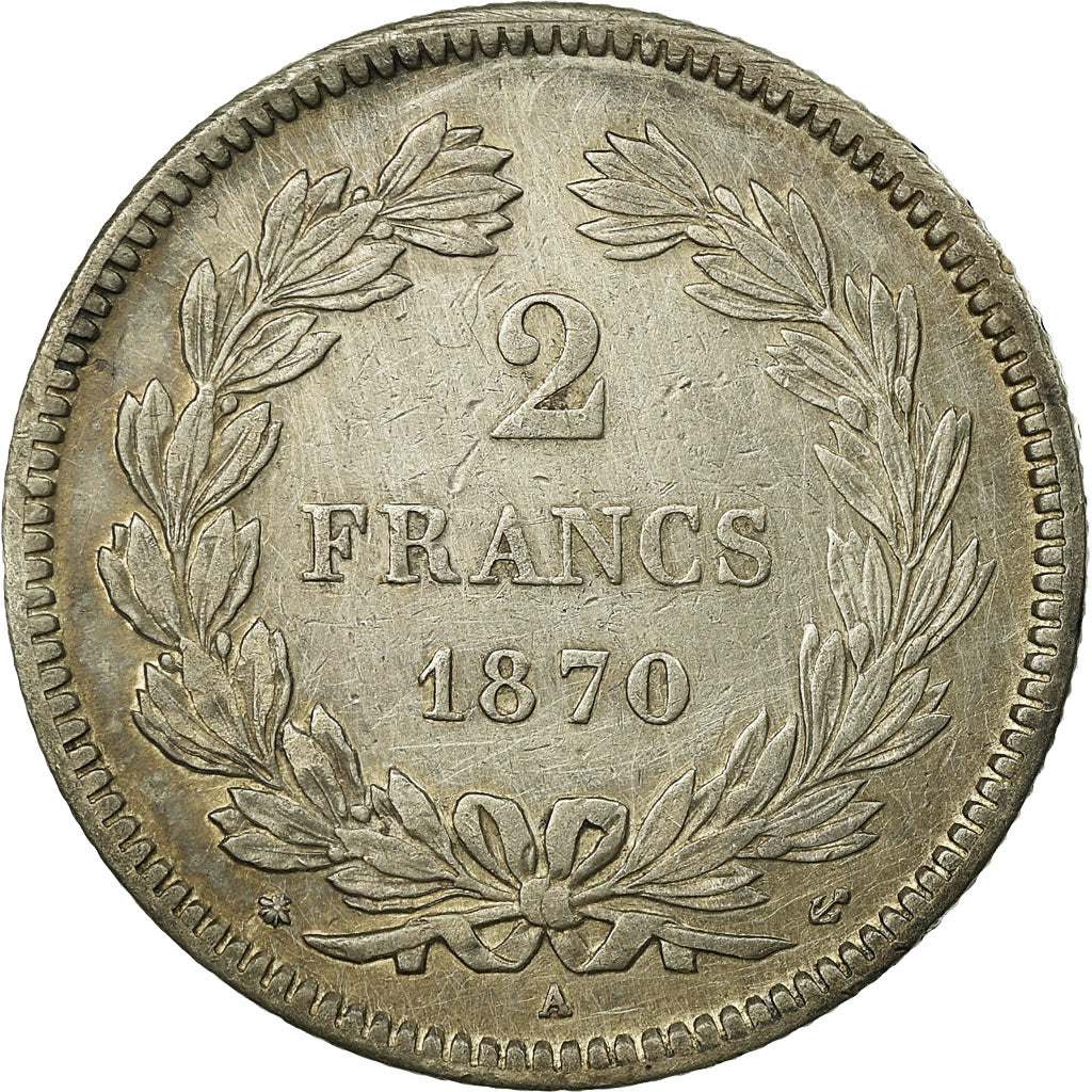 Coin, France, Cérès, 2 Francs, 1870, Paris, AU(50-53), Silver, KM:816.1