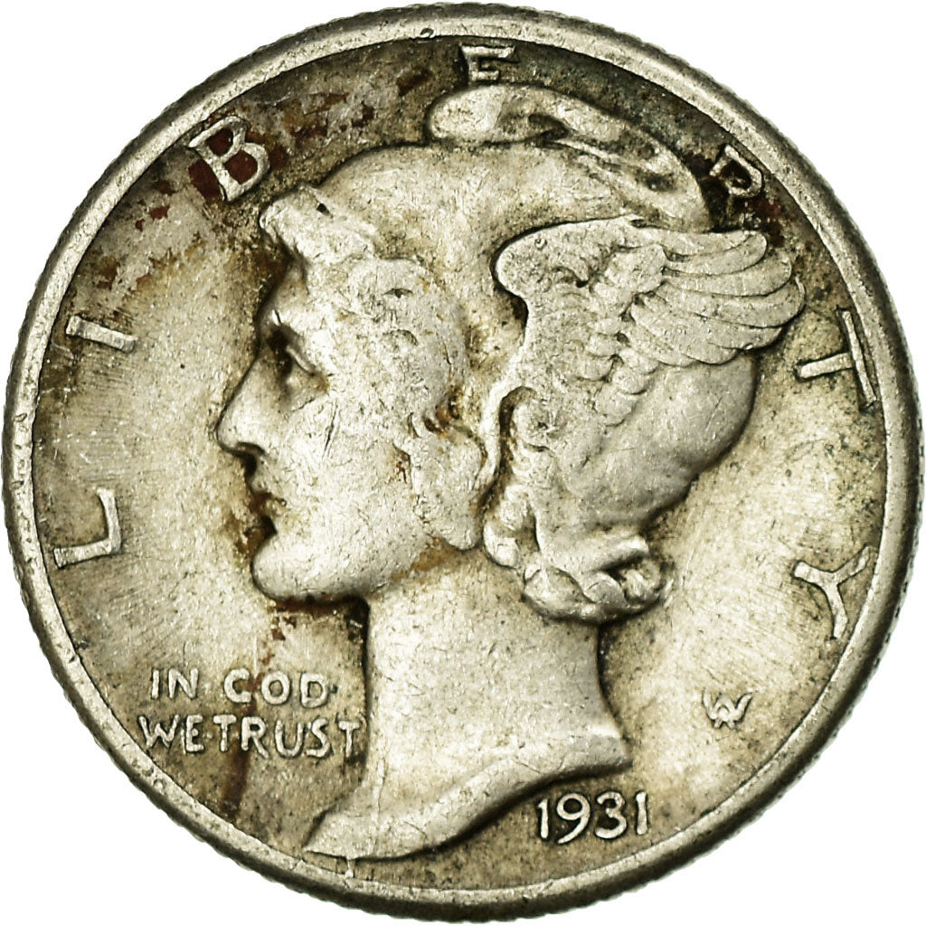 Coin, United States, Mercury Dime, Dime, 1931, U.S. Mint, Philadelphia