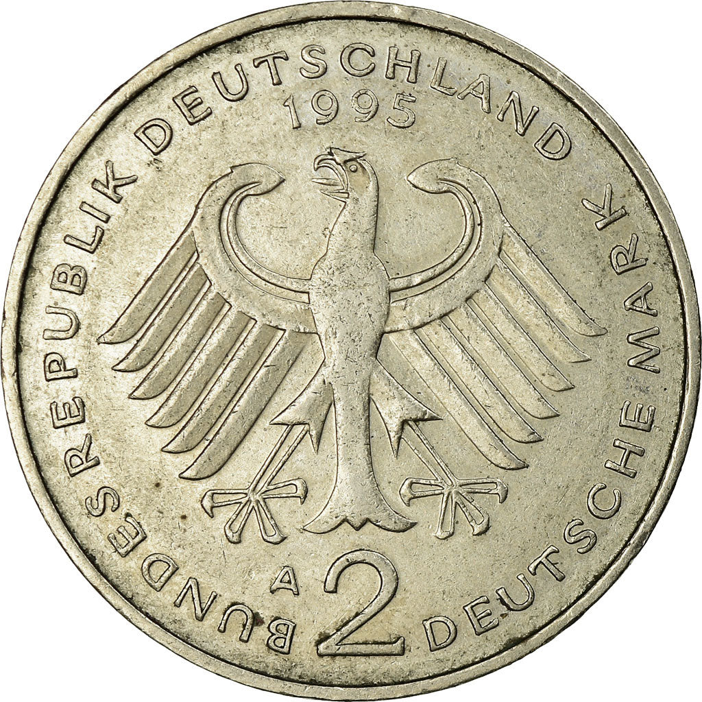 Coin, GERMANY - FEDERAL REPUBLIC, 2 Mark, 1995, Berlin, EF(40-45), Copper-Nickel