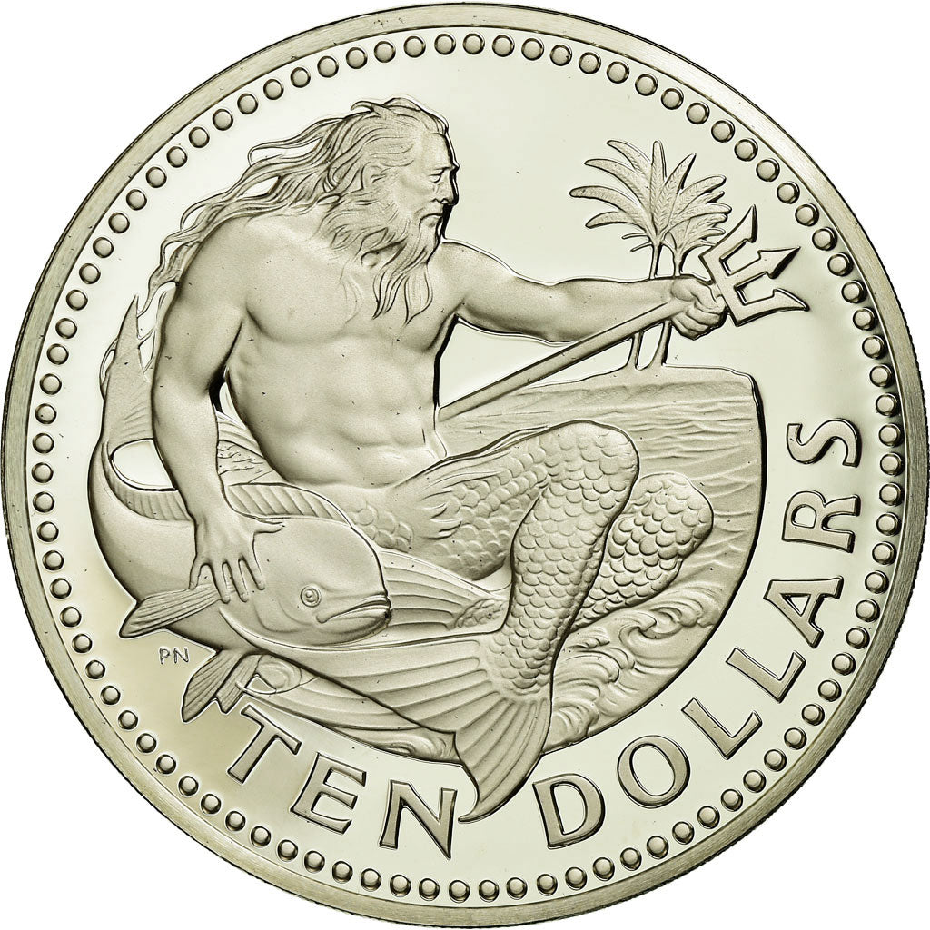 Moneta, Barbados, 10 Dollars, 1975, Franklin Mint, Proof, FDC, Argento, KM:17a