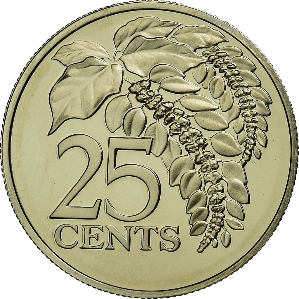 Coin, TRINIDAD & TOBAGO, 25 Cents, 1975, Franklin Mint, Proof, MS(65-70)