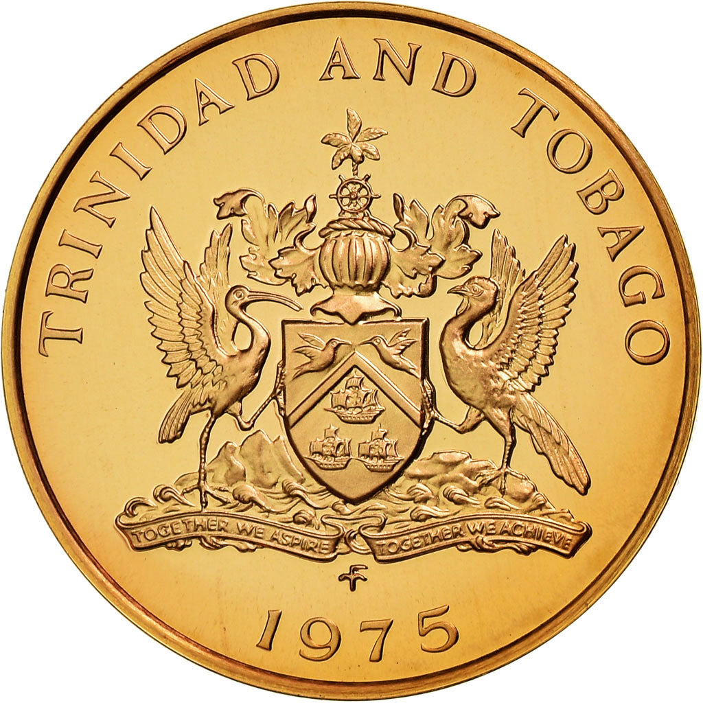 Coin, TRINIDAD & TOBAGO, 5 Cents, 1975, Franklin Mint, Proof, MS(65-70), Bronze