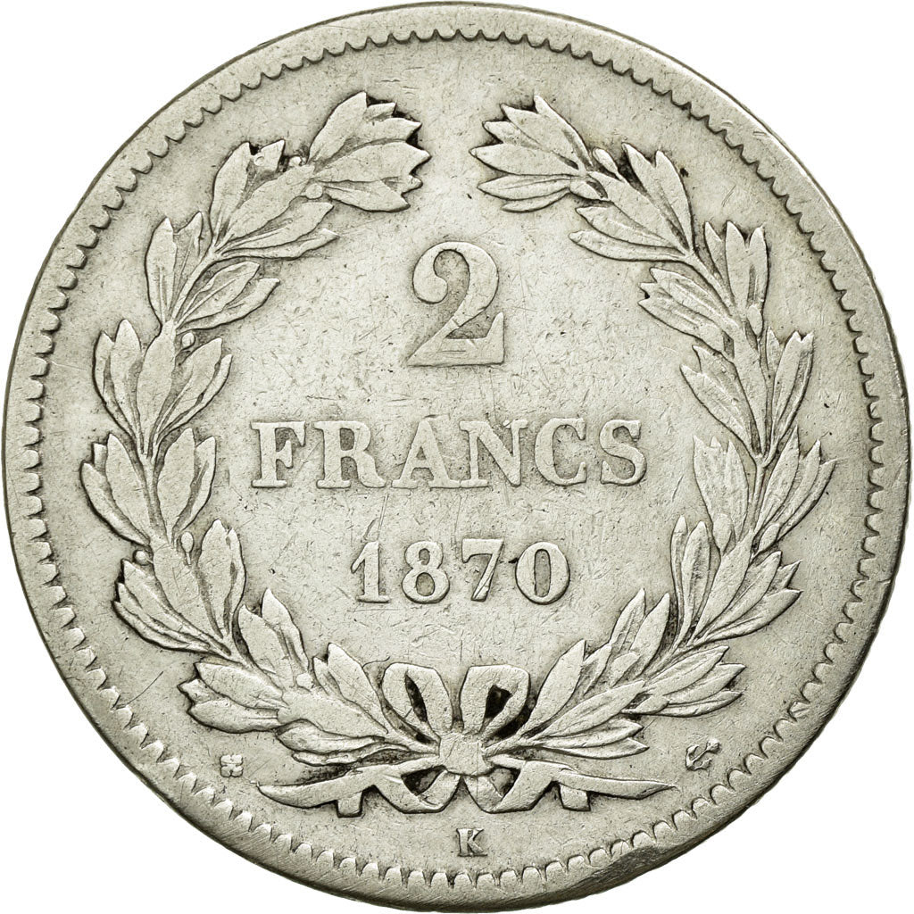 Moneta, Francja, Cérès, 2 Francs, 1870, Bordeaux, VF(30-35), Srebro, KM:816.2
