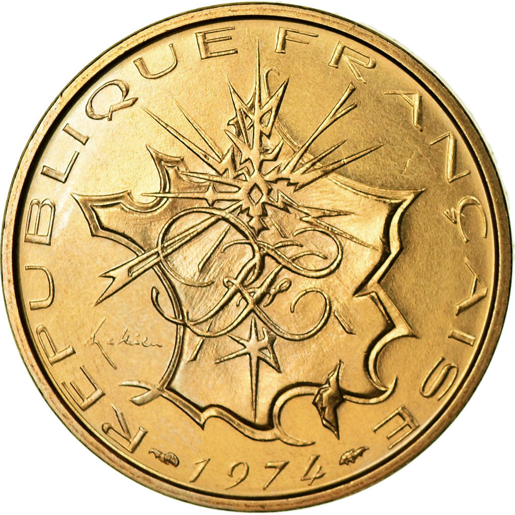 Moeda, França, Mathieu, 10 Francs, 1974, Paris, MS(65-70), Níquel-Latão