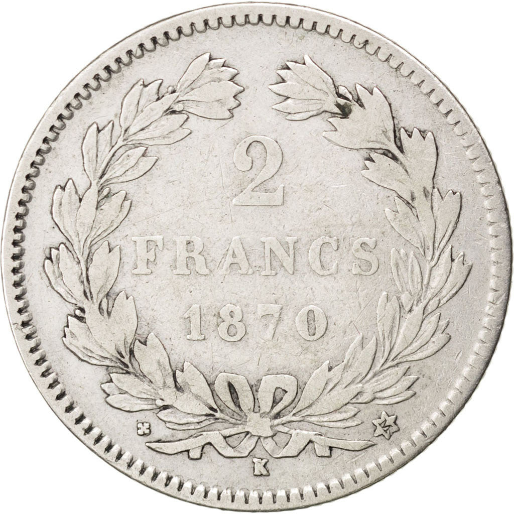 Gouvernement Défense Nationale, 2 Francs Cérès sans légende, 1870, Bordeaux, KM 