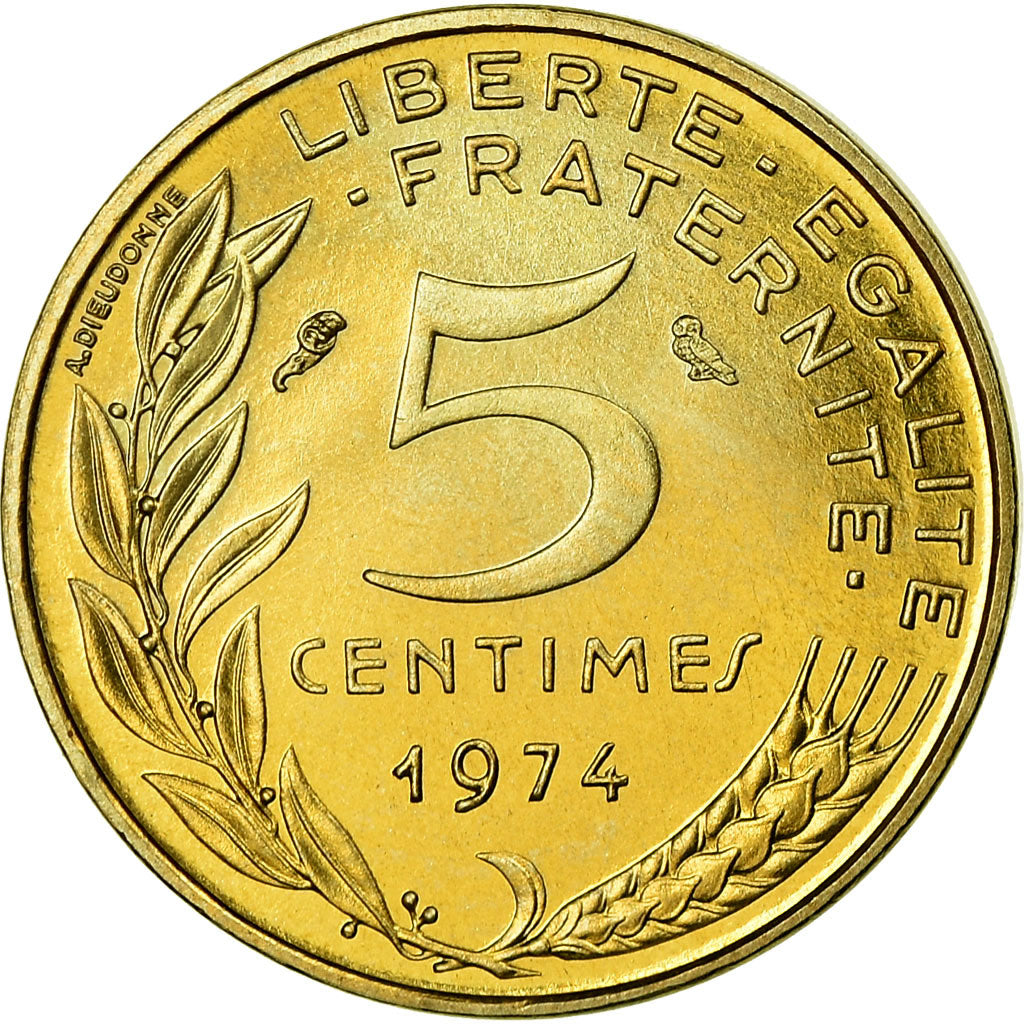Coin, France, Marianne, 5 Centimes, 1974, Paris, MS(65-70), Aluminum-Bronze