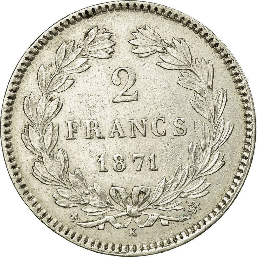 Coin, France, Cérès, 2 Francs, 1871, Bordeaux, AU(50-53), Silver, KM:816.2
