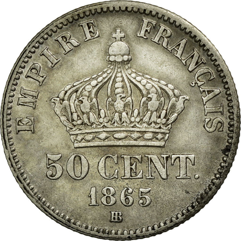 Coin, France, Napoleon III, Napoléon III, 50 Centimes, 1865, Strasbourg