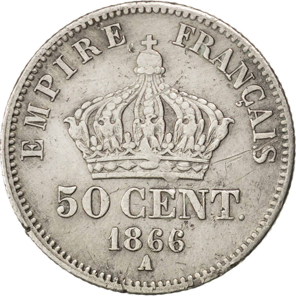 Coin, France, Napoleon III, Napoléon III, 50 Centimes, 1866, Paris, EF(40-45)