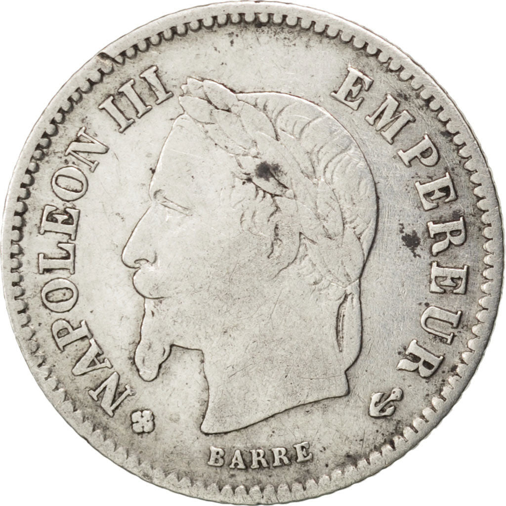FRANCE, Napoléon III, 20 Centimes, 1868, Strasbourg, KM #808.2, VF(30-35), S...