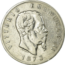 Coin, Italy, Vittorio Emanuele II, 5 Lire, 1873, Milan, EF(40-45), Silver