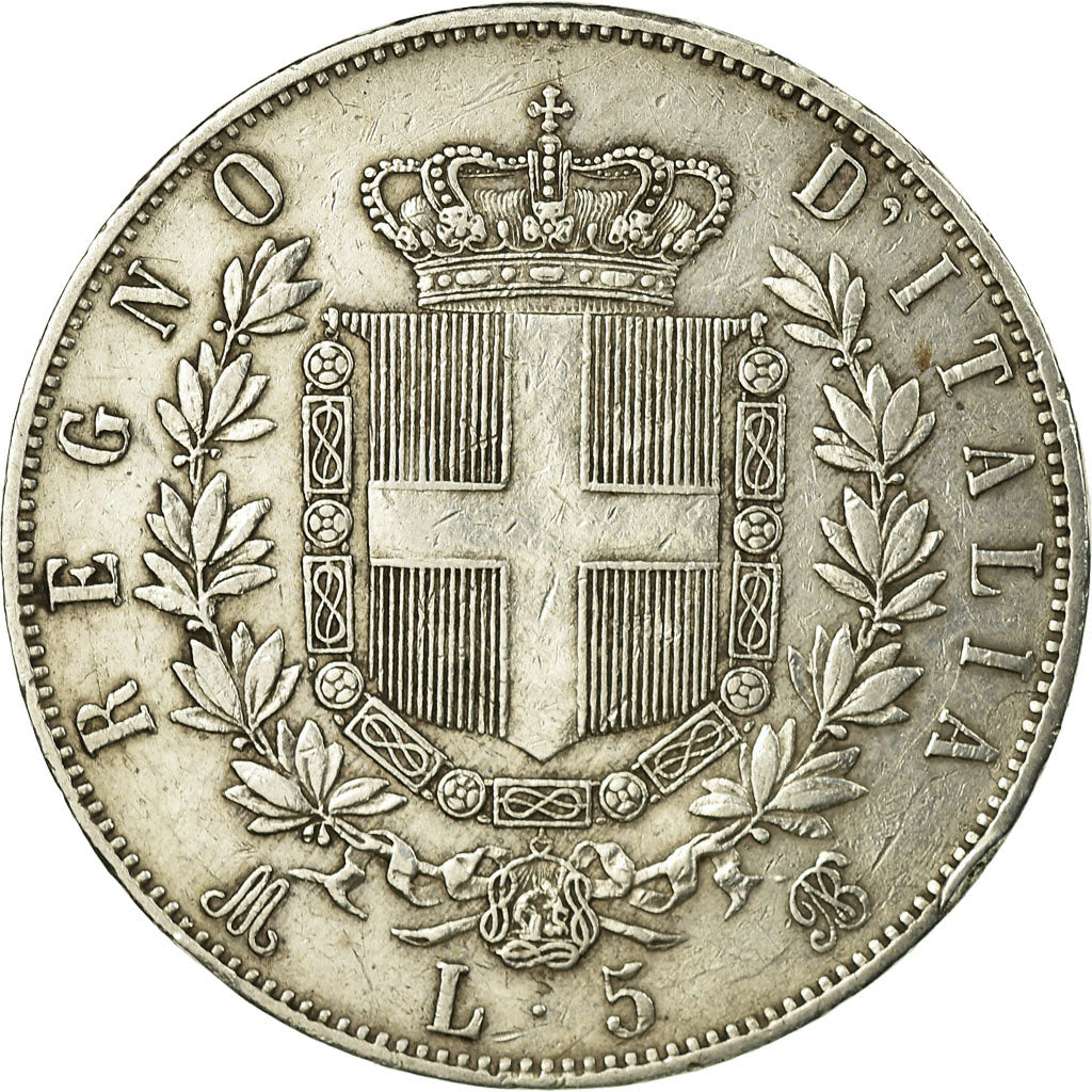 Münze, Italien, Vittorio Emanuele II, 5 Lire, 1870, Milan, S+, Silber, KM:8.3