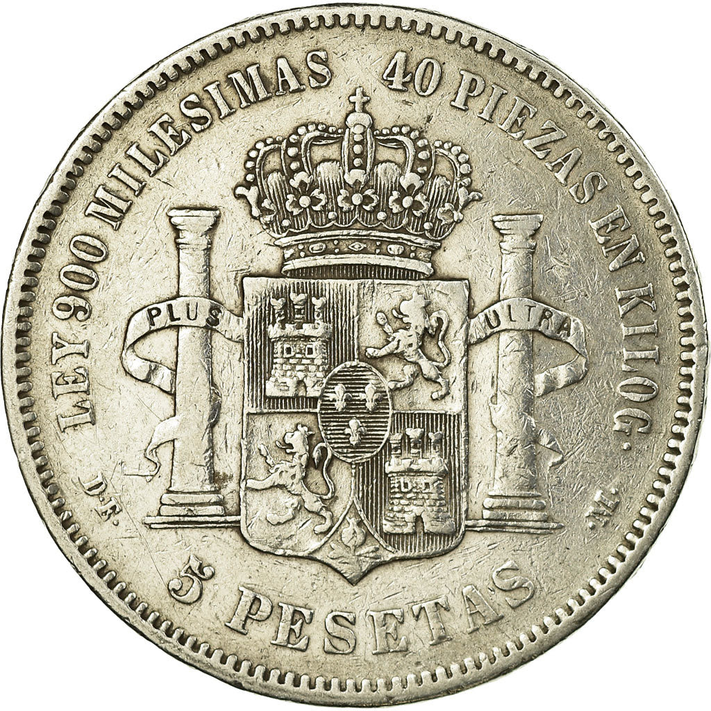 Coin, Spain, Alfonso XII, 5 Pesetas, 1875, Madrid, EF(40-45), Silver, KM:671
