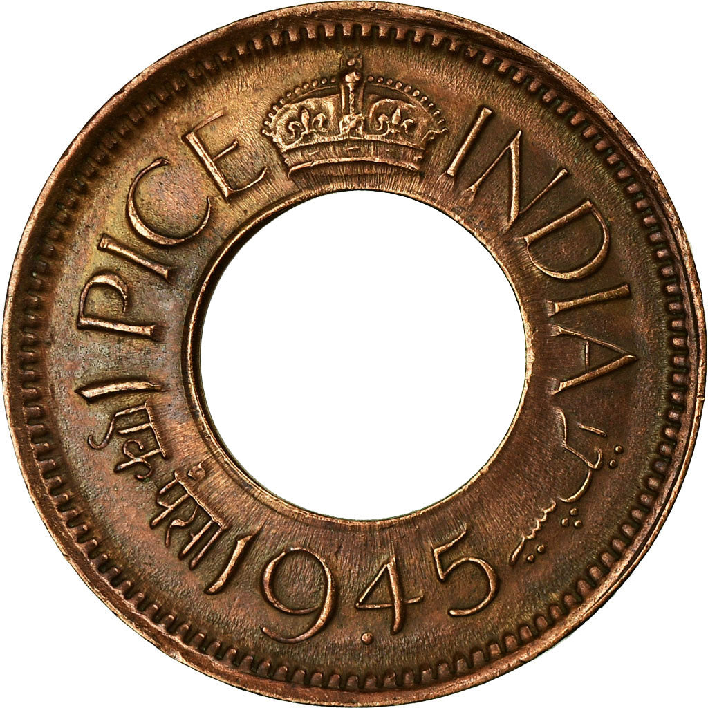 Coin, INDIA-BRITISH, George VI, Pice, 1945, AU(55-58), Bronze, KM:533