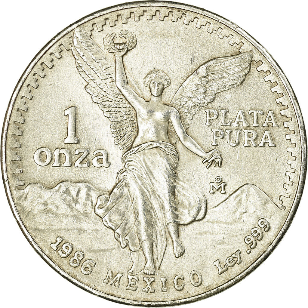 Moneda, México, Onza, Troy Ounce of Silver, 1986, Mexico City, EBC, Plata