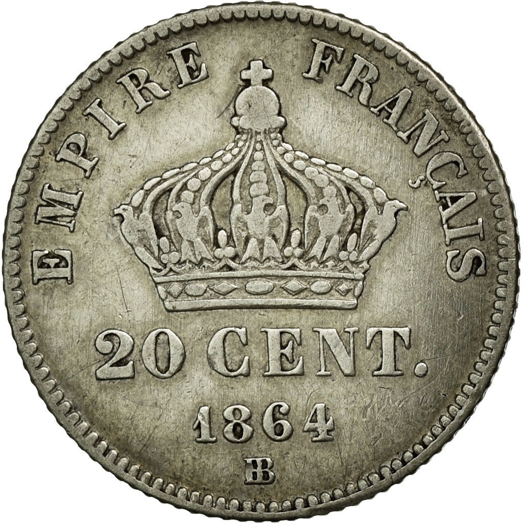 Coin, France, Napoleon III, Napoléon III, 20 Centimes, 1864, Strasbourg