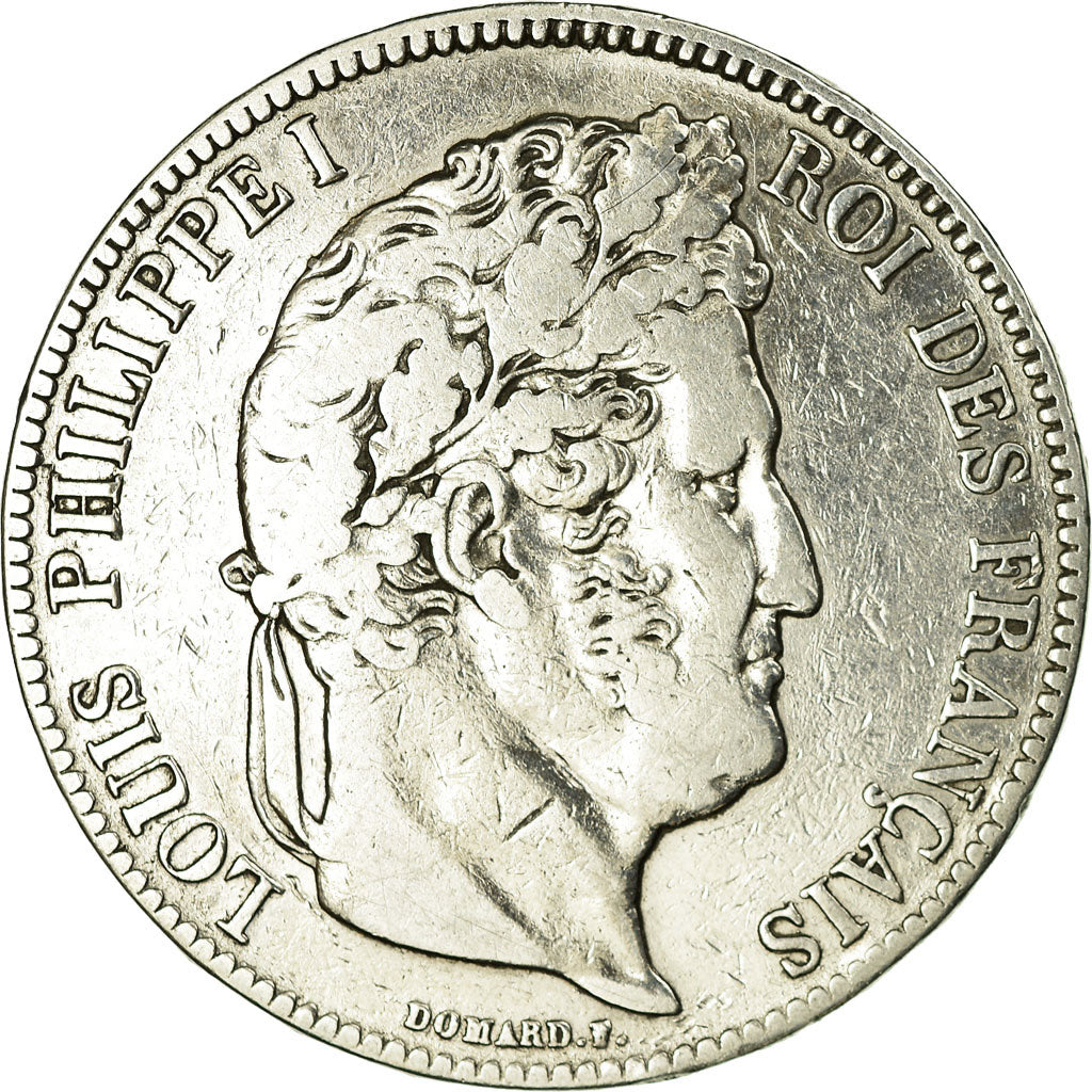 Moneta, Francia, Louis-Philippe, 5 Francs, 1837, Paris, MB+, Argento, KM:749.1